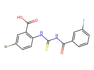 5-Bromo-2-[[[(3-fluorobenzoyl)amino]thioxomethyl]amino]-benzoic acid structure