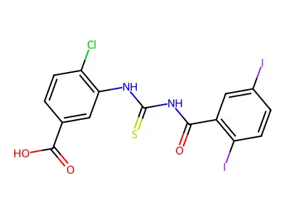 4-Chloro-3-[(2,5-diiodobenzoyl)carbamothioylamino]benzoic acid structure