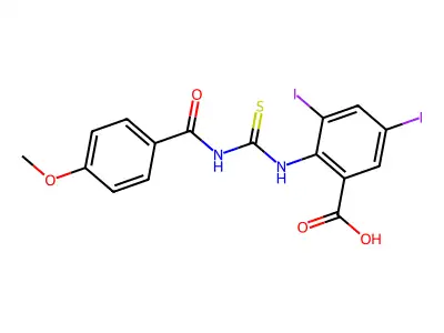 3,5-Diiodo-2-[[[(4-methoxybenzoyl)amino]thioxomethyl]amino]-benzoic acid structure