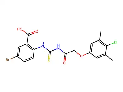 5-bromo-2-[[2-(4-chloro-3,5-dimethyl-phenoxy)acetyl]thiocarbamoylamino]benzoic Acid structure