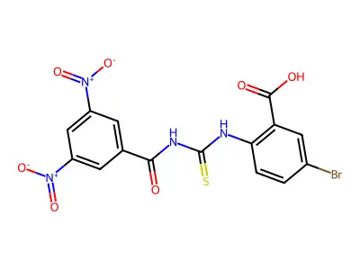 5-Bromo-2-[(3,5-dinitrobenzoyl)carbamothioylamino]benzoic acid structure