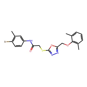 N-(4-bromo-3-methylphenyl)-2-({5-[(2,6-dimethylphenoxy)methyl]-1,3,4-oxadiazol-2-yl}sulfanyl)acetamide structure