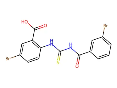 5-Bromo-2-[[[(3-bromobenzoyl)amino]thioxomethyl]amino]-benzoic acid structure