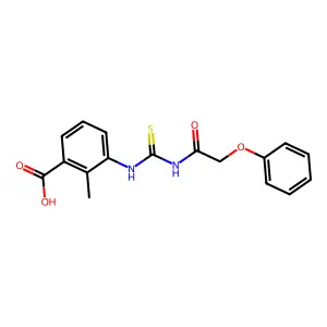 2-Methyl-3-[(2-phenoxyacetyl)carbamothioylamino]benzoic acid structure