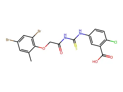 2-chloro-5-[[2-(2,4-dibromo-6-methyl-phenoxy)acetyl]thiocarbamoylamino]benzoic Acid structure