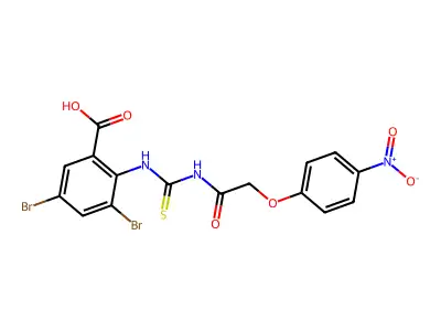 3,5-Dibromo-2-[[2-(4-nitrophenoxy)acetyl]carbamothioylamino]benzoic acid structure