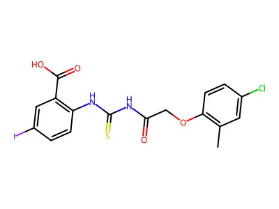 2-[[2-(4-Chloro-2-methylphenoxy)acetyl]carbamothioylamino]-5-iodobenzoic acid structure