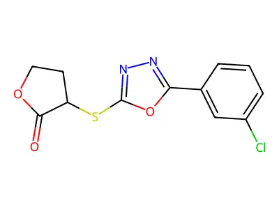 3-[[5-(3-Chlorophenyl)-1,3,4-oxadiazol-2-yl]sulfanyl]oxolan-2-one structure