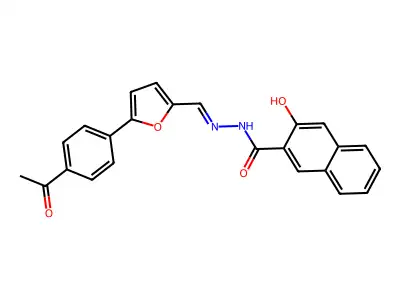 N-[[5-(4-acetylphenyl)-2-furyl]methylideneamino]-3-hydroxy-naphthalene-2-carboxamide structure