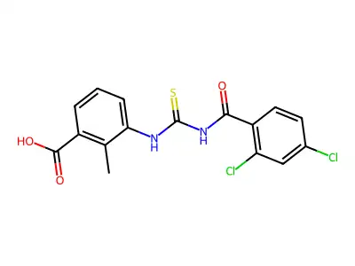 3-[[[(2,4-Dichlorobenzoyl)amino]thioxomethyl]amino]-2-methyl-benzoic acid structure