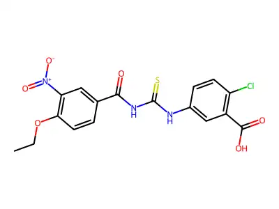 2-Chloro-5-[[[(4-ethoxy-3-nitrobenzoyl)amino]thioxomethyl]amino]-benzoic acid structure