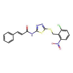N-(5-((2-chloro-6-nitrobenzyl)thio)-1,3,4-thiadiazol-2-yl)cinnamamide structure