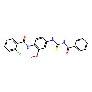 N-[4-(benzoylcarbamothioylamino)-2-methoxyphenyl]-2-chlorobenzamide structure