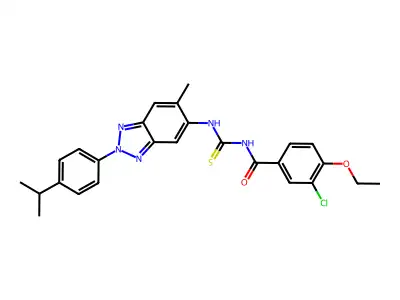 3-chloro-4-ethoxy-N-({6-methyl-2-[4-(propan-2-yl)phenyl]-2H-benzotriazol-5-yl}carbamothioyl)benzamide structure