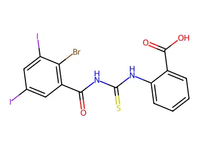 2-[(2-Bromo-3,5-diiodobenzoyl)carbamothioylamino]benzoic acid structure