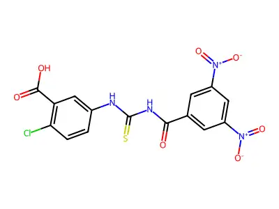 2-Chloro-5-[[[(3,5-dinitrobenzoyl)amino]thioxomethyl]amino]-benzoic acid structure