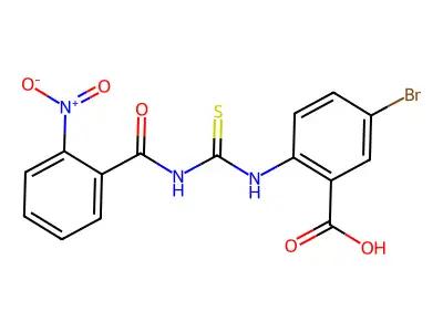 5-Bromo-2-[[[(2-nitrobenzoyl)amino]thioxomethyl]amino]-benzoic acid structure