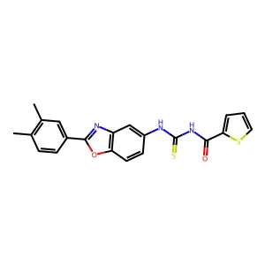 N-[[2-(3,4-dimethylphenyl)-1,3-benzoxazol-5-yl]carbamothioyl]thiophene-2-carboxamide structure