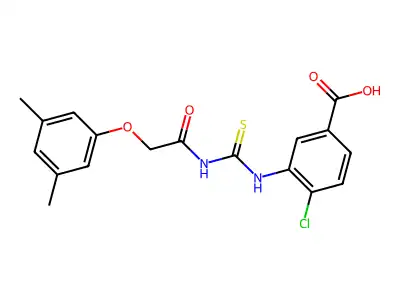4-chloro-3-[[2-(3,5-dimethylphenoxy)acetyl]carbamothioylamino]benzoic acid structure