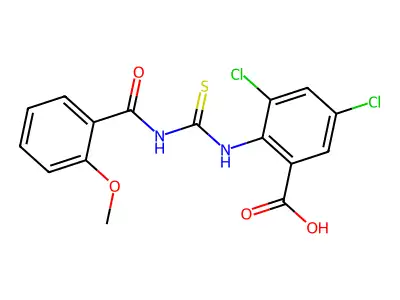 3,5-Dichloro-2-[[[(2-methoxybenzoyl)amino]thioxomethyl]amino]-benzoic acid structure