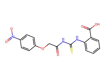 2-[[[[(4-Nitrophenoxy)acetyl]amino]thioxomethyl]amino]-benzoic acid structure