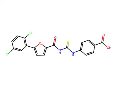 4-[[5-(2,5-Dichlorophenyl)furan-2-carbonyl]carbamothioylamino]benzoic acid structure
