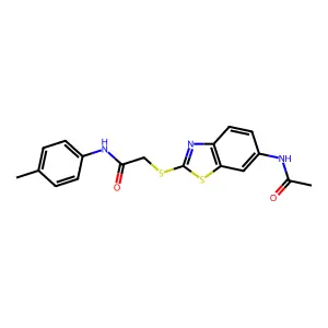 2-[(6-acetamido-1,3-benzothiazol-2-yl)sulfanyl]-N-(4-methylphenyl)acetamide structure