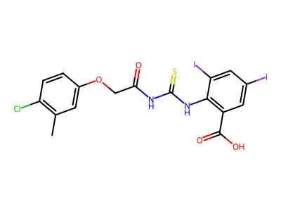 2-[[2-(4-chloro-3-methyl-phenoxy)acetyl]thiocarbamoylamino]-3,5-diiodo-benzoic Acid structure