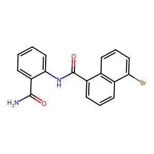 5-bromo-N-(2-carbamoylphenyl)naphthalene-1-carboxamide structure