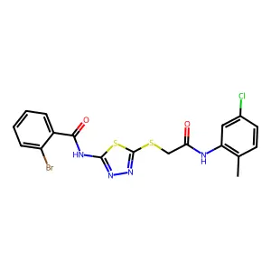 2-bromo-N-[5-({2-[(5-chloro-2-methylphenyl)amino]-2-oxoethyl}sulfanyl)-1,3,4-thiadiazol-2-yl]benzamide structure