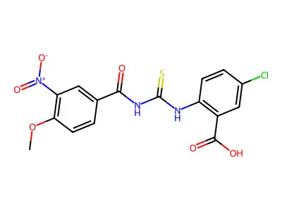 5-Chloro-2-[[[(4-methoxy-3-nitrobenzoyl)amino]thioxomethyl]amino]-benzoic acid structure