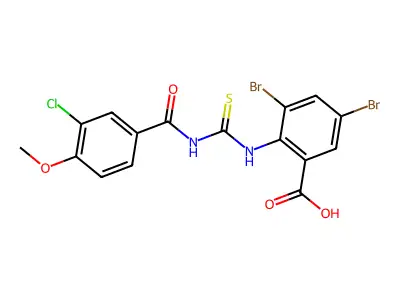 3,5-Dibromo-2-[(3-chloro-4-methoxybenzoyl)carbamothioylamino]benzoic acid structure