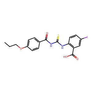 5-Iodo-2-({[(4-propoxyphenyl)carbonyl]carbamothioyl}amino)benzoic acid structure