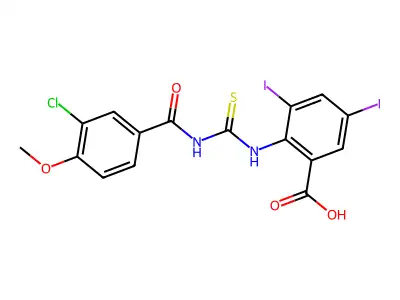 2-[[[ AMINO]THIOXOMETHYL]AMINO]-3,5-DIIODO-BENZOICACID structure
