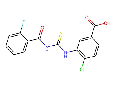 4-Chloro-3-({[(2-fluorophenyl)carbonyl]carbamothioyl}amino)benzoic acid structure