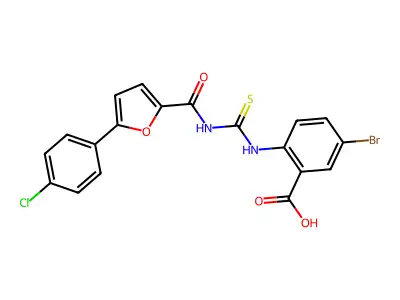 5-BROMO-2-[[[[[5- -2-FURANYL]CARBONYL]AMINO]THIOXOMETHYL]AMINO]-BENZOICACID structure