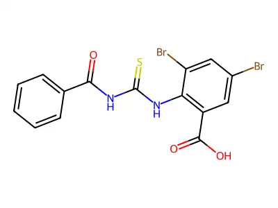 2-[[(Benzoylamino)thioxomethyl]amino]-3,5-dibromo-benzoic acid structure