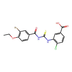 3-({[(3-Bromo-4-ethoxyphenyl)carbonyl]carbamothioyl}amino)-4-chlorobenzoic acid structure