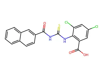 3,5-Dichloro-2-(naphthalene-2-carbonylcarbamothioylamino)benzoic acid structure