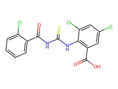 3,5-Dichloro-2-[(2-chlorobenzoyl)carbamothioylamino]benzoic acid structure