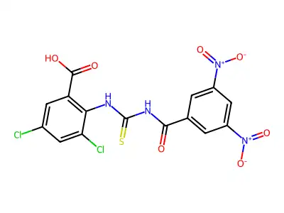 3,5-Dichloro-2-[[[(3,5-dinitrobenzoyl)amino]thioxomethyl]amino]-benzoic acid structure