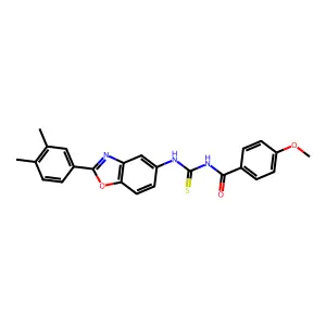 N-[[2-(3,4-dimethylphenyl)-1,3-benzoxazol-5-yl]carbamothioyl]-4-methoxybenzamide structure