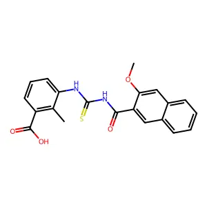 3-({[(3-methoxynaphthalen-2-yl)carbonyl]carbamothioyl}amino)-2-methylbenzoic acid structure