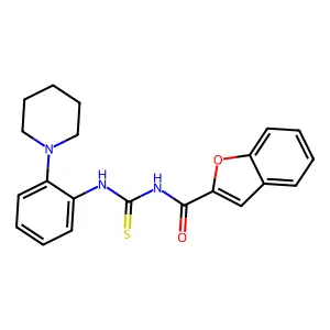 N-[(2-piperidin-1-ylphenyl)carbamothioyl]-1-benzofuran-2-carboxamide structure