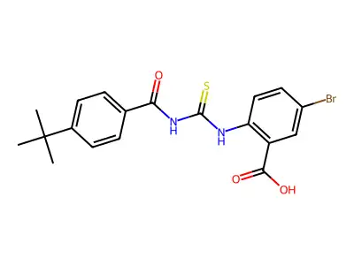 5-Bromo-2-({[(4-tert-butylbenzoyl)amino]carbonothioyl}amino)benzoic acid structure