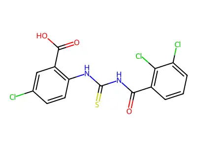 5-Chloro-2-[[[(2,3-dichlorobenzoyl)amino]thioxomethyl]amino]-benzoic acid structure