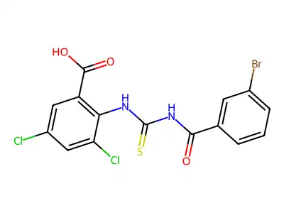 2-[[[(3-Bromobenzoyl)amino]thioxomethyl]amino]-3,5-dichloro-benzoic acid structure