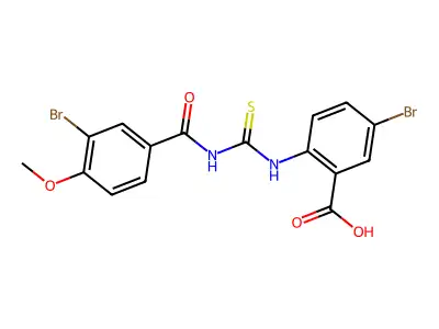 5-Bromo-2-[[[(3-bromo-4-methoxybenzoyl)amino]thioxomethyl]amino]-benzoic acid structure