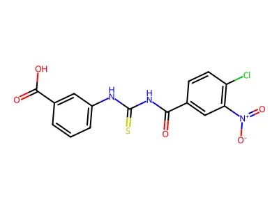 3-[[[(4-Chloro-3-nitrobenzoyl)amino]thioxomethyl]amino]-benzoic acid structure