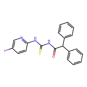 N-[(5-iodopyridin-2-yl)carbamothioyl]-2,2-diphenylacetamide structure